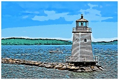 Burlington Breakwater North Light Tower - Digital Painting